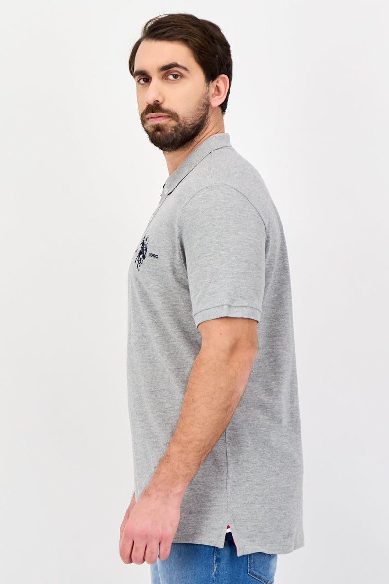 U.S. Polo Assn. Men Regular Fit Short Sleeve Embroidered Logo Polo Shirt, Grey - Image 3